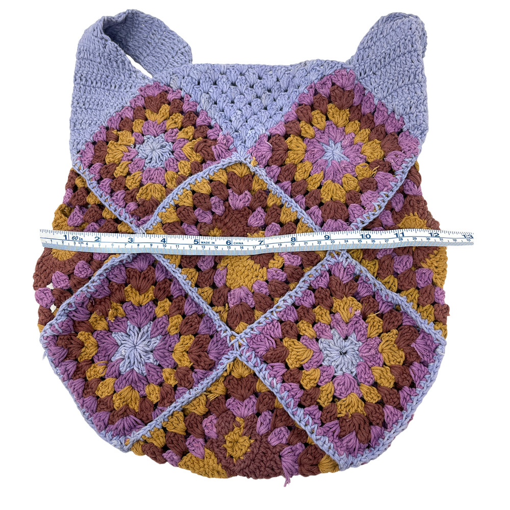 Icon Woven Hobo Grandma Granny Boho Crocheted Afghan Square Bag - Picture 7 of 9